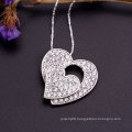 Shining Gemstone Silver Heart Shape Pendants Charm for Girls